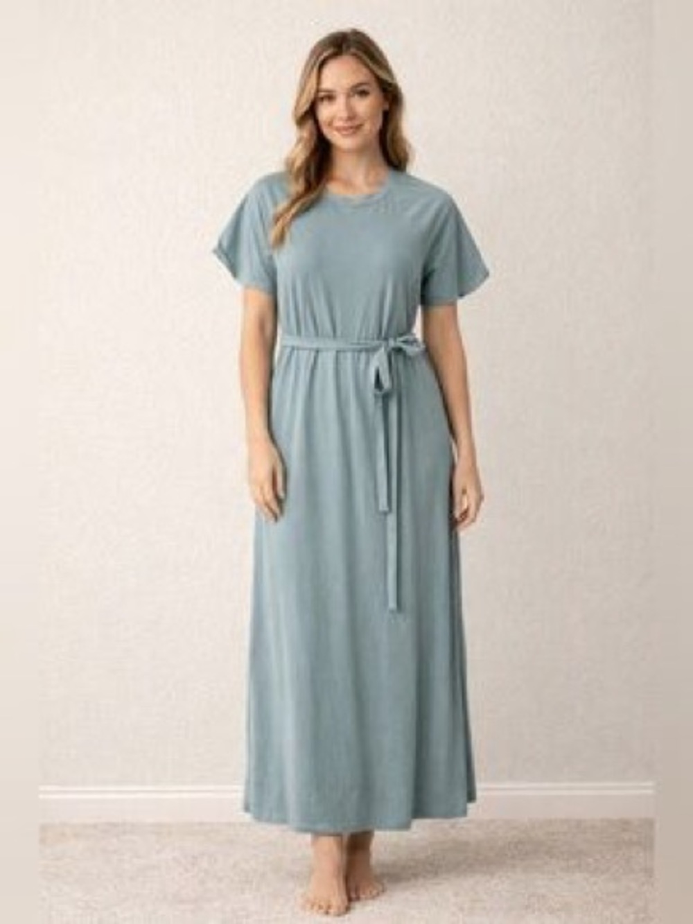 Tuckernuck Soft Tie-Waist Maxi Dress in Light Blue